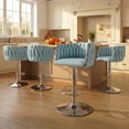 thumbnail image 1 of Peispie Counter Height Bar Stools Set of 4, 25.6"-31.5" Adjustable Swivel Woven Velvet Bar Chairs with Chrome Base for Kitchen Island, Low Back Barstools for Adult, Blue, 1 of 10
