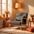 thumbnail image 1 of Peispie Mid Century Modern Accent Chair with Solid Wood Frame, Breathable Cotton Linen Lounge Chair with Lumbar Pillow, Sturdy 350LBS Reading Armchair for Living Room, Grey, 1 of 10