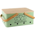 thumbnail image 1 of Peithy Potato Storage, Potato Bin with Bamboo Lid and Handle, Metal Potato Container, Potato Holder with Aerating Holes, Pantry Kitchen Counter Organizer for Potatoes, 1 of 6