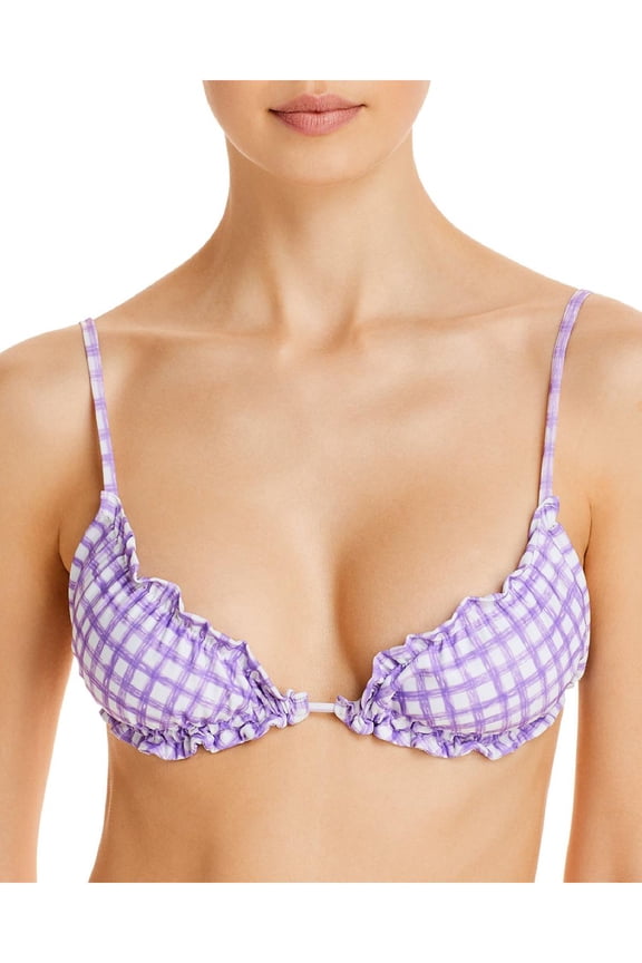Womens Leah Ruffled Bikini Swim Top Separates Purple S