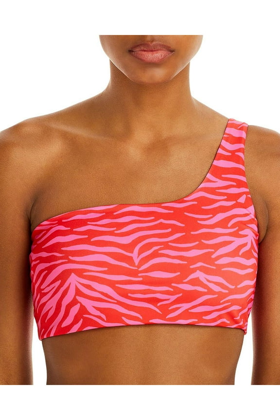 Womens Theo Tiger Print One Shoulder Bikini Swim Top