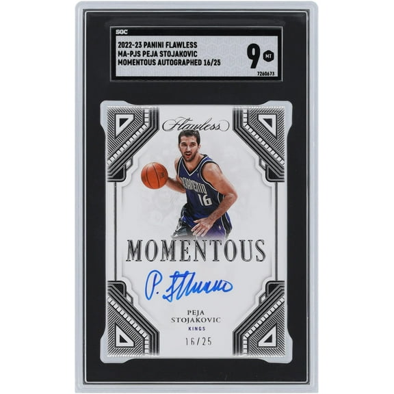 Peja Stojakovic Sacramento Kings Autographed 2022-23 Panini Flawless Momentous #MA-PJS #16/25 SGC Authenticated 9 Card - Fanatics Authentic Certified