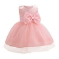 thumbnail image 1 of Pejock 0-3 Years Kids Pageant Flower Girl Dress Little Girls Party Wedding Formal Dresses Toddler Baby Girls Sleeveless Lace Bow Mesh Dress Gauze Dress Princess Dress, 1 of 5