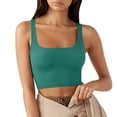 thumbnail image 1 of Pejock 2025 Women's Square Neck Workout Tank Top, Anti-Ride Up Cropped Ribbed Cami, Quick Dry Summer Yoga Top, Stay-Put Waist Sleeveless Clothes, Trendy Basic Crop Tops, 1 of 6