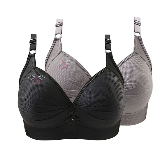 Pejock 2PCs Womens Plus Size Bra Double Support Wireless Bra with Adjustable Straps Full-Coverage Bras