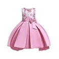 thumbnail image 1 of Pejock 3-8 Years Kids Pageant Flower Girl Dress Little Girls Party Wedding Formal Dresses Toddler Girls Solid Color Pearl Embroidery Bowknot Birthday Party Flowers Gown Kids Dresses, 1 of 6