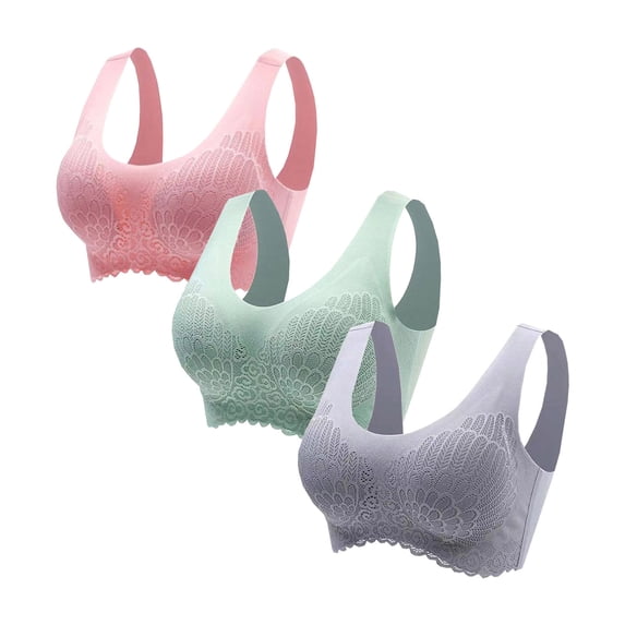 Pejock 3-Pack Women's Sports Bras, Compression Wirefree High Support Bras, Seamless Padded Yoga Bras, Plus Size Everyday Bras for Gym Activewear Workout, 3PC Exercise Athletic Bra Sleep Bras for Women
