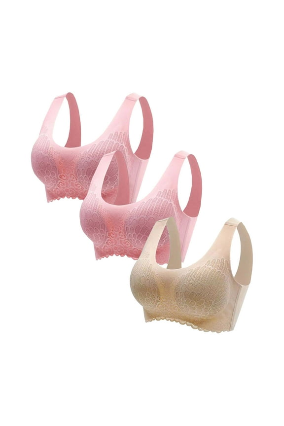 3-Pack Women's Sports Bras, Compression Wirefree High Support Bras, Seamless Padded Yoga Bras, Plus Size Everyday Bras for Gym Activewear Workout, 3PC Exercise Athletic Bra Sleep Bras for Women