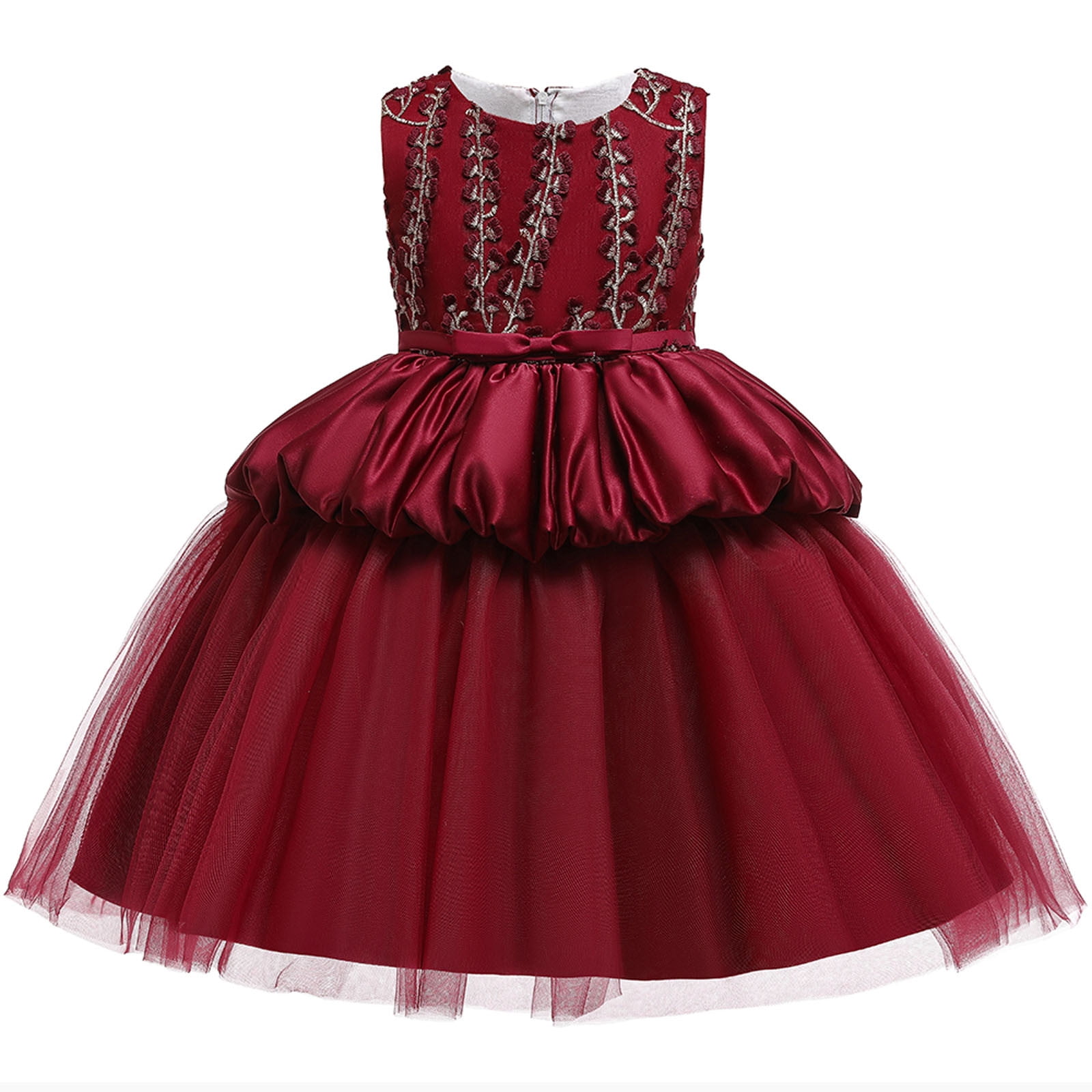 NSSMWTTC Flower Girls Dresses 0-9 Years Baby Toddler Embroidery Formal Dress