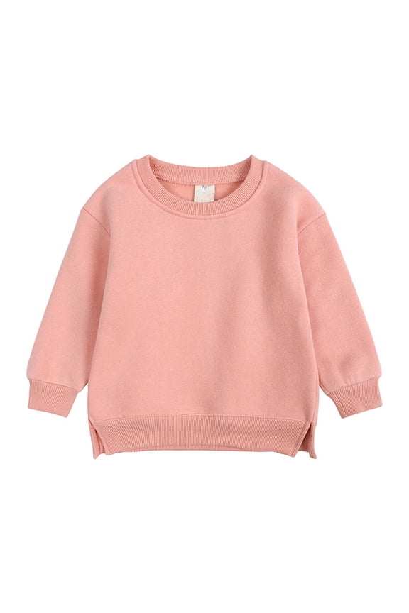 Baby Boys' Girls' Solid Cotton Thin Pullover Sweatshirt T-Shirt Toddler Baby Crewneck Long Sleeve Tshirts Tops Blouse, 6M-7Years