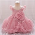 thumbnail image 1 of Pejock Baby Girl Formal Princess Dress - Flying Sleeves & Wave Mesh Skirt for Performances, Pageants, Church 6M-3T | Breathable Polyester Party Outfit, 1 of 9