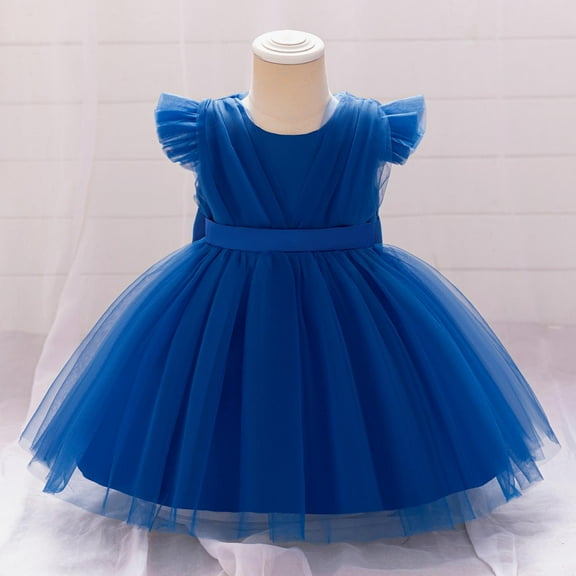 Pejock Baby Girl Performance Dress with Flying Sleeves - Tutu Mesh Skirt for Recitals, Pageants, Birthdays 6M-3Y | Breathable Princess Outfit