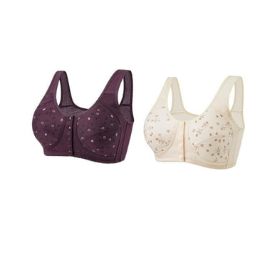 Pejock Bra for Women 2PCs Front Snap Closure Bras Button Down Wirefree Bra Front Snaps Daily Bras