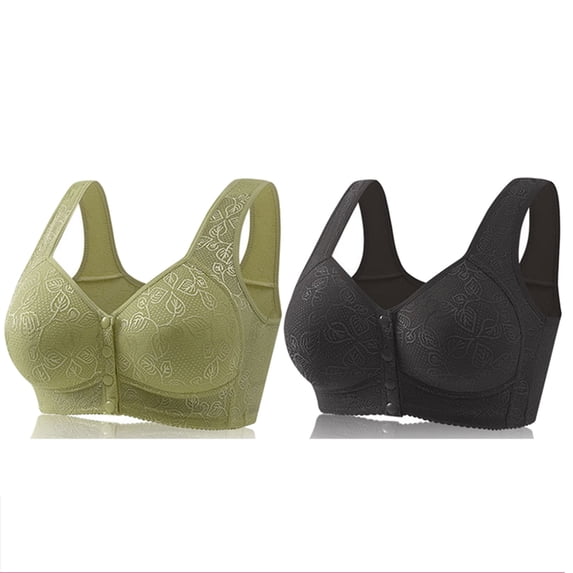 Pejock Bra for Women 2PCs Front Snap Closure Bras Button Down Wirefree Bra Front Snaps Daily Bras