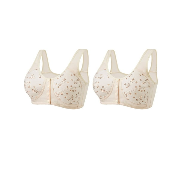 Pejock Bra for Women 2PCs Front Snap Closure Bras Button Down Wirefree Bra Front Snaps Daily Bras