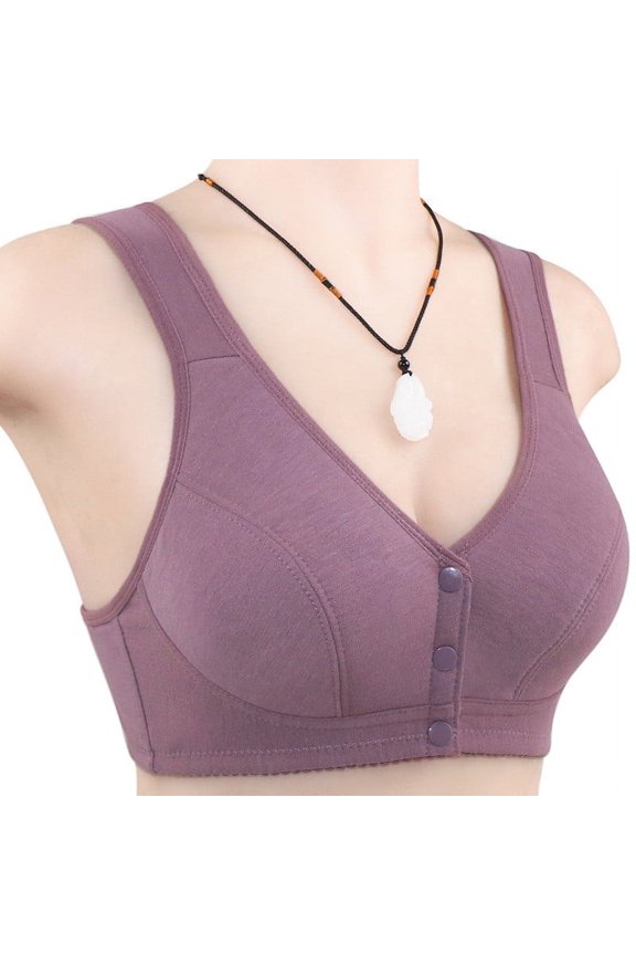 Bra for Women Front Snap Closure Bras Button Down Wirefree Bra Front Snaps Daily Bras