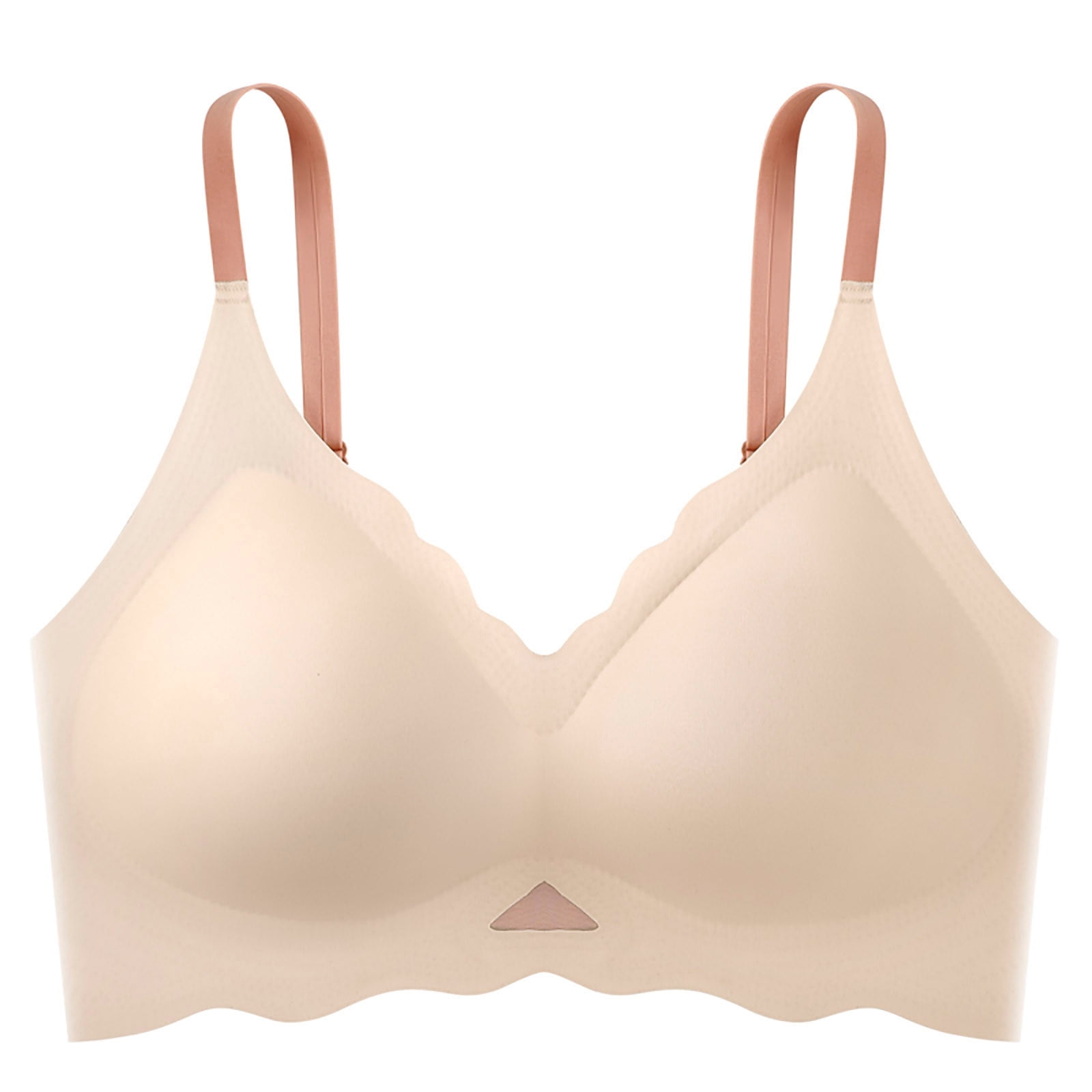 Pejock Everyday Bras for Women Ultimate Comfort Lift Wirefree Bra Push-up  Non-slip Lace Flower Surface Beautiful Back Seamless Push-up One-piece Bras  No Underwire Beige Cup Size 85ABC 