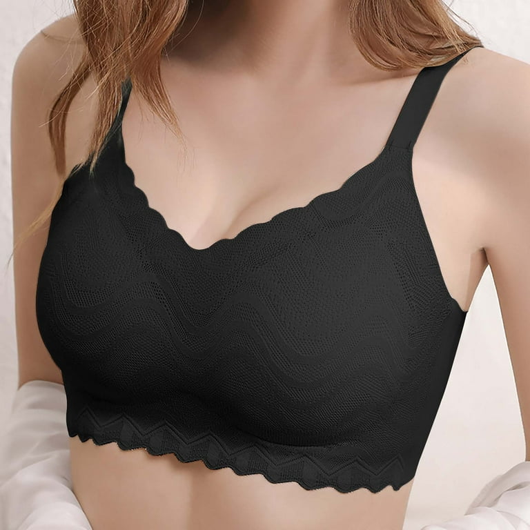 Pejock Everyday Bras for Women Ultimate Comfort Lift Wirefree Bra Push-up  Non-slip Lace Flower Surface Beautiful Back Seamless Push-up One-piece Bras