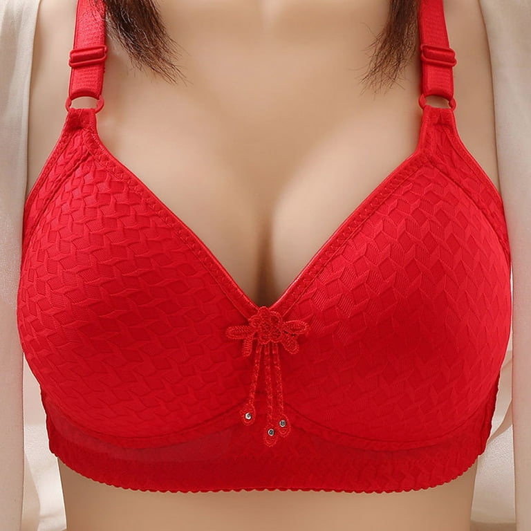 Pejock Everyday Bras for Women, Women's Ultimate Comfort Lift Wirefree Bra  Comfortable Lace Breathable Bra Underwear No Rims Bras No Underwire Red Cup  Size 42/95BC 