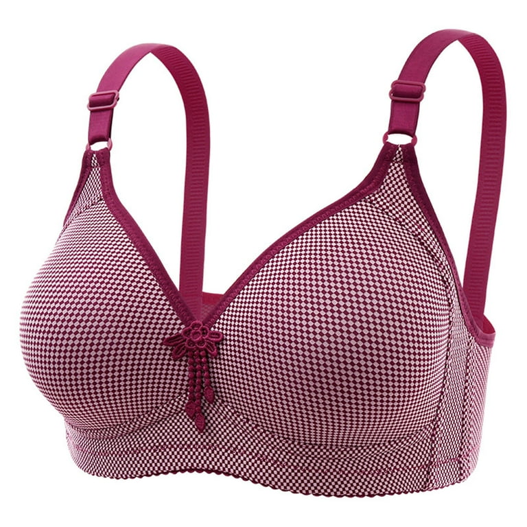 Pejock Everyday Bras for Women, Women's Ultimate Comfort Lift Wirefree Bra  Embroidered Glossy Comfortable Breathable Bra Underwear No Rims Bras No  Underwire Hot Pink Cup Size 44/100BC 