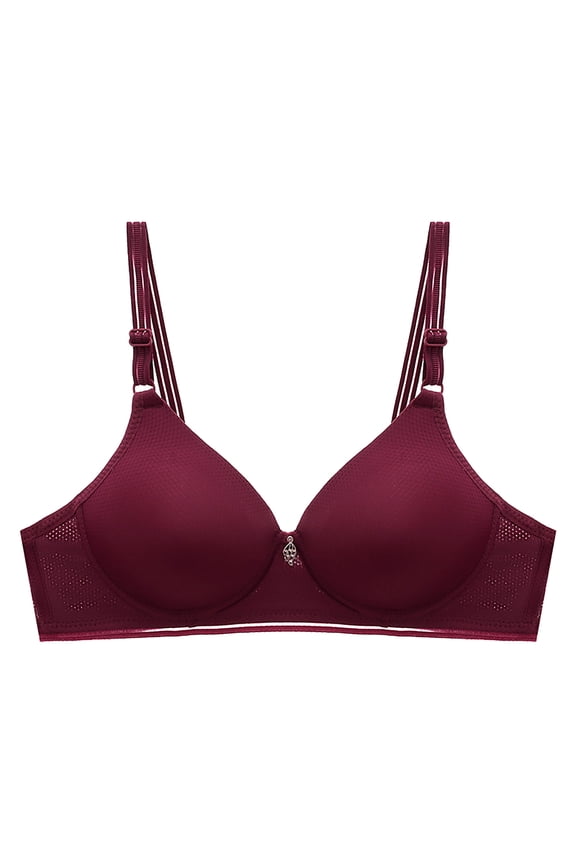 Everyday Bras for Women, Women's Ultimate Comfort Lift Wirefree Bra Print Gathered Together Daily Bra Underwear No Rims Bras No Underwire Wine Cup Size 38/85A