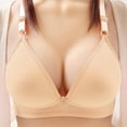 thumbnail image 1 of Pejock Everyday Bras for Women, Women's Ultimate Comfort Lift Wirefree Bra Three-Breasted Comfortable Lace Gathered Together Daily Bra Underwear No Rims Bras No Underwire Beige Cup Size 42/95BC, 1 of 2