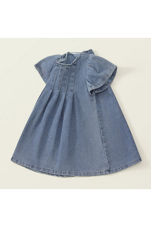 Girl Fashion Western Dress - Little Fly Sleeve Sleeveless, Wrinkled Cowboy Style Party Outfit for 3-8 Years