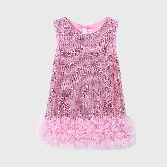 Pejock Girls Glitter Skirt - Elastic Waist Tutu with Sparkle, Casual Play Dress for Toddlers Kids Age 2-10 Years (Sizes 90-130)