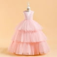thumbnail image 1 of Pejock Girls Sleeveless Princess Pageant Dress - Puff Cake Skirt with Mesh Bow, Fashion Show Costume for Ages 7-14 Size 120-170, 1 of 9