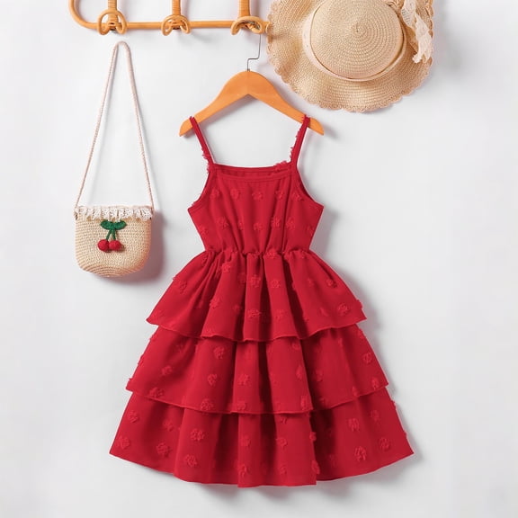 Pejock Girls Sleeveless Stretchy Dress, A-Line Twirly Skater for School Recital, Solid Round Neck Casual Party Daily Wear Perfect Ages 4-14 Years