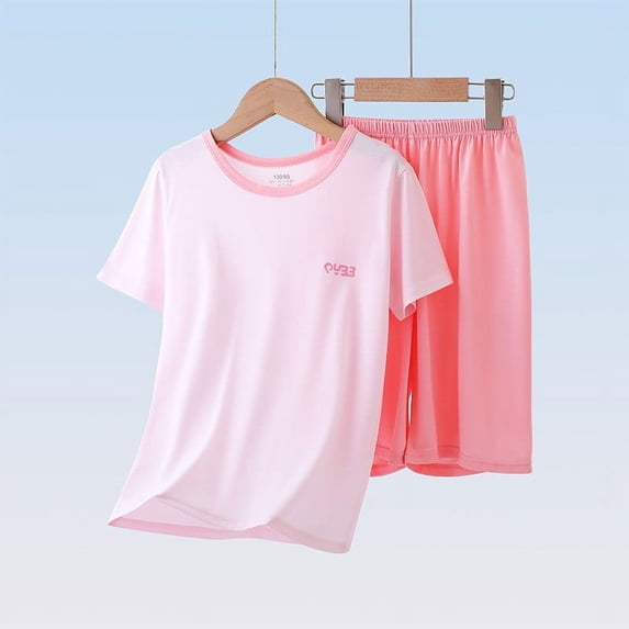 Pejock Kids Active Sportswear Set (4-14Y) ‖ T-Shirt & Stretchy Shorts, Summer Outdoor Play Clothes, Quick-Dry & Comfort Fits, Machine Washable