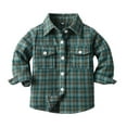 thumbnail image 1 of Pejock Kids Little Boys Girls Baby Long Sleeve Button Down Plaid Flannel Shirt Fall Flannel Shacket Jacket Coat, 1 of 5