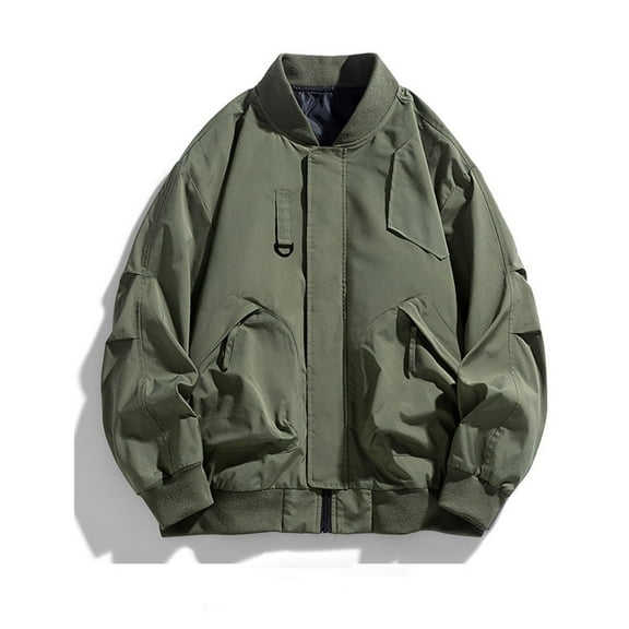 Pejock Men Hooded Jacket Zip-Up Long Sleeve, Polyester Solid Color Casual Jacket with Pockets for Outdoor Daily Wear