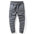 thumbnail image 1 of Pejock Men's Cargo Pants with Elastic Waistband, Functional Zipper Pockets, Straight Leg Full Length Casual Trousers, Durable Polyester for Outdoor Daily Wear, 1 of 3