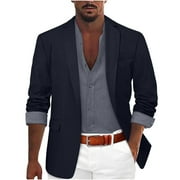 Pejock Mens Casual Blazer Jacket, Lightweight Linen Sport Coat with Button Pocket, Notch Lapel Long Sleeve Unstructured Suit for Business and Formal Events