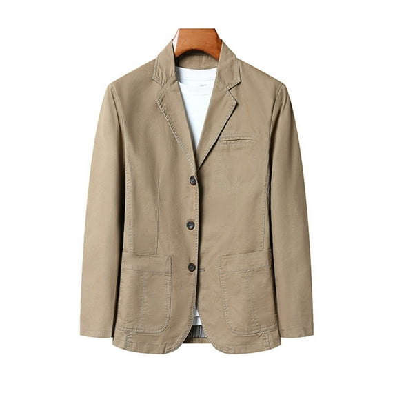 Pejock Men's Casual Blazer Jacket, Long Sleeve Solid Color Button Closure Suit Style, Lightweight Cotton for Business Office and Outdoor Wear, Fashion Outerwear