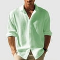 thumbnail image 1 of Pejock Men's Casual Button Down Shirt Long Sleeve Pocket Sweater Pullover Top - Loose Fit Solid Color Turndown Collar Blouse for Daily Wear, 1 of 6