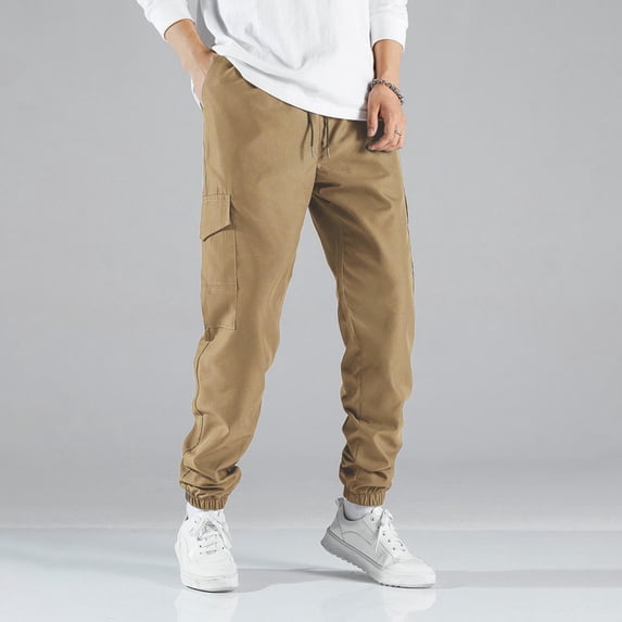 Pejock Men's Casual Drawstring Pants - Comfortable Elastic Band, Lightweight Summer-Lightweight Polyester, Solid Regular Fit with Pockets for Outdoor, Daily, Beach Wear