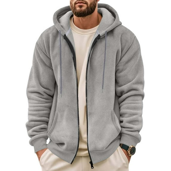 Pejock Men's Casual Hooded Coat, Zip-Up Loose Fit Sweatshirt Jacket with Pockets for Spring Outdoor Daily Wear