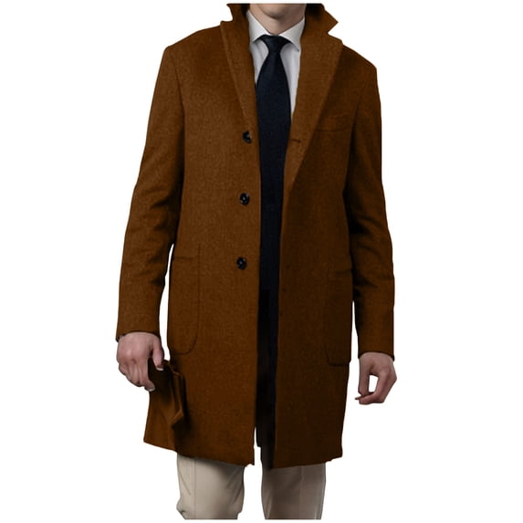 Pejock Men's Casual Jacket - Button-Front Long Sleeve Coat with Pockets, Versatile Daily Polyester Outerwear for Fall and Winter, Standard Fit Solid Color Blazer
