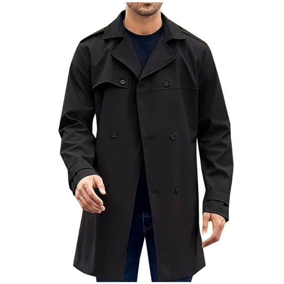 Pejock Men's Casual Jacket Long Sleeve Button Front with Pockets, Hoodless Solid Color Outwear for Fall Winter Outdoor and Daily Wear