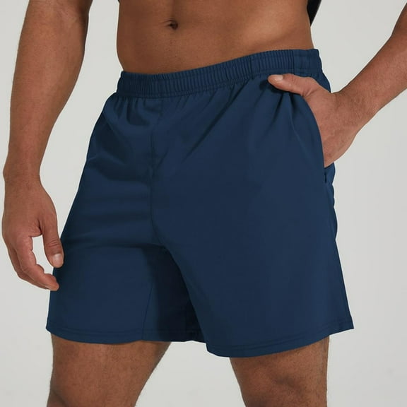 Pejock Men's Casual Shorts with Elastic Waist & Zipper Pockets - Quick Dry Linen Feel Beach Shorts for Gym, Hiking and Daily Wear