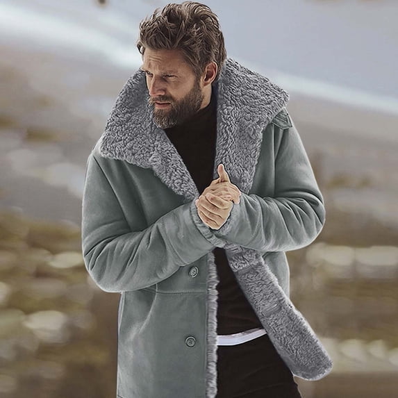 Pejock Men's Casual Winter Coat Long Sleeve Button Front Overcoat Jacket, Lightweight and Warm for Daily Wear, Work, Parties, Vacations, and Outdoor Activities