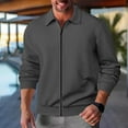 thumbnail image 1 of Pejock Men's Casual Zip-Up Jacket, Loose Fit Long Sleeve Lapel Polyester Coat with Pockets for Outdoor Daily Wear, 1 of 9