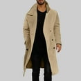 thumbnail image 1 of Pejock Men's Double-Breasted Over The Knee Windbreaker Coat, Casual Long Sleeve Polyester Jacket with Turndown Collar, Lightweight and Durable for Outdoor Daily Wear, 1 of 3