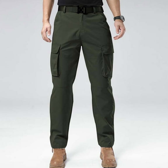 Pejock Men's Elastic Waist Work Overalls, Lightweight Polyester with Multiple Cargo Pockets, Straight Leg Design for Casual Outdoor, Daily Wear and Motion Activities