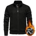 thumbnail image 1 of Pejock Men's Fleece Coat with Stand Collar, Zippered Front Lightweight Knitwear Jacket, Heat-Sealed Windproof Seams for All Season Casual Outerwear, 1 of 9