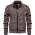 thumbnail image 1 of Pejock Men's Fleece Coat with Stand Collar, Zippered Front Lightweight Knitwear Jacket, Heat-Sealed Windproof Seams for All Season Casual Outerwear, 1 of 2