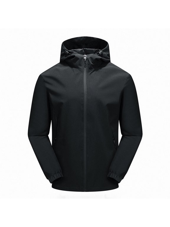 Men's Hooded Jacket - Lightweight Thin Style Loose Fit Coat, Oversized Leisure Outerwear with Comfortable Motion Design, High-grade Interchange Big Size Jacket for Daily Wear