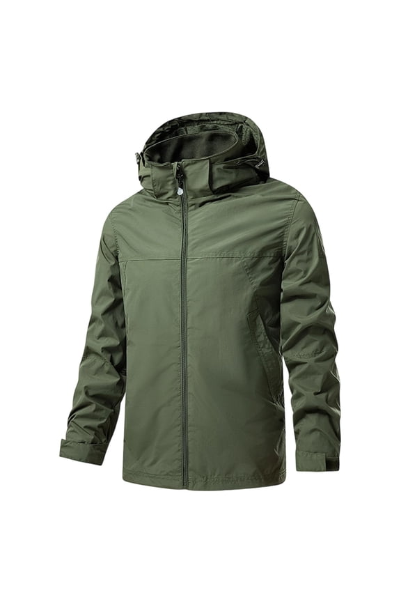Men's Hooded Outdoor Sports Jacket for Running and Climbing - Durable Zip Up Design with Long Sleeves, Multiple Pockets, and Comfortable Fit for Athletic Activities